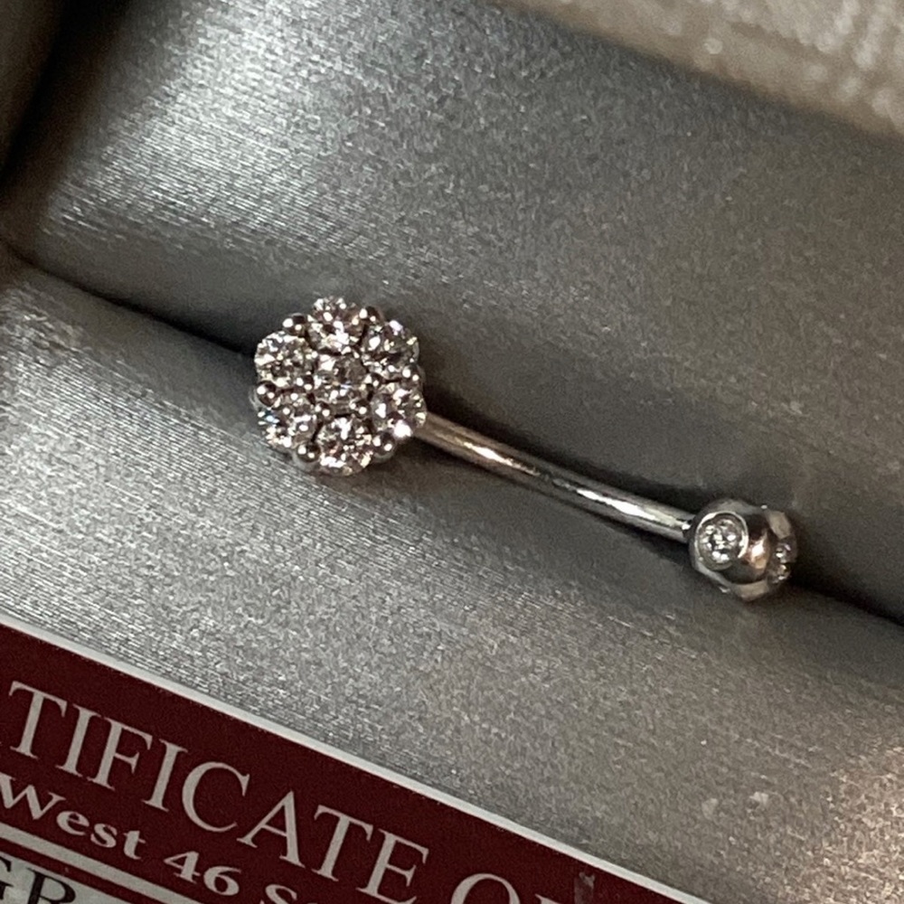 Belly ring 100% NATURAL DIAMONDS 14k solid white gold